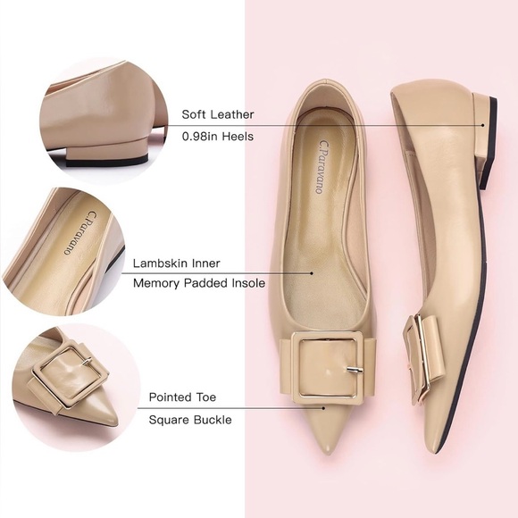 C.Paravano Women's Flats | Pointed Toe Ballet Shoes | Comfortable Flats Size 7.5 - Picture 3 of 11